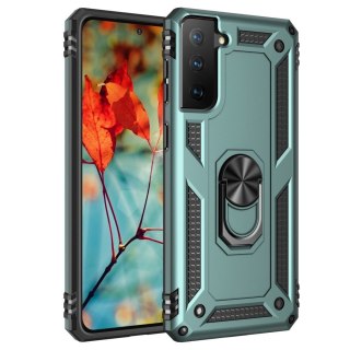 ETUI DO SAMSUNG GALAXY S21 ULTRA Z RINGIEM NA PALEC CASE CZARNO ZIELONE