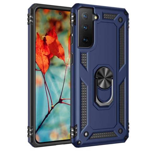 ETUI DO SAMSUNG GALAXY S21 ULTRA Z RINGIEM NA PALEC CASE GRANATOWY