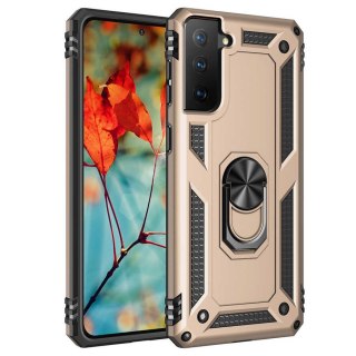 ETUI DO SAMSUNG GALAXY S21+ Z RINGIEM NA PALEC CASE ZŁOTY SILIKONOWY