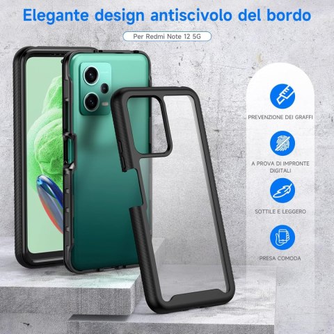 ETUI XIAOMI REDMI NOTE 12 5G PRZEZROCZYSTE CZARNA RAMKA BUMPER SOLIDNE