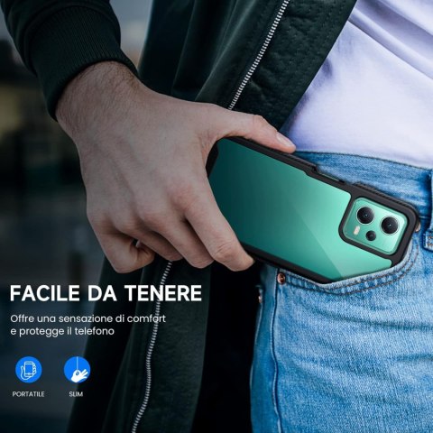 ETUI XIAOMI REDMI NOTE 12 5G PRZEZROCZYSTE CZARNA RAMKA BUMPER SOLIDNE