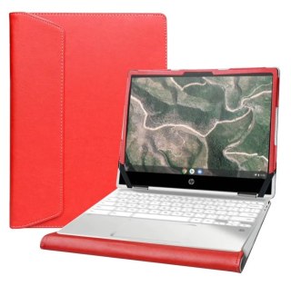 ETUI NA LAPTOP HP CHROMEBOOK X360 12" CZERWONY EKO SKÓRA ZAMYKANY Z KLAPKĄ