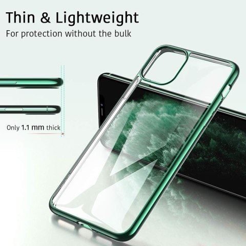 ETUI OCHRONNE APPLE IPHONE 11PRO MAX PRZEZROCZYSTE ZIELONA RAMKA SILIKONOWE