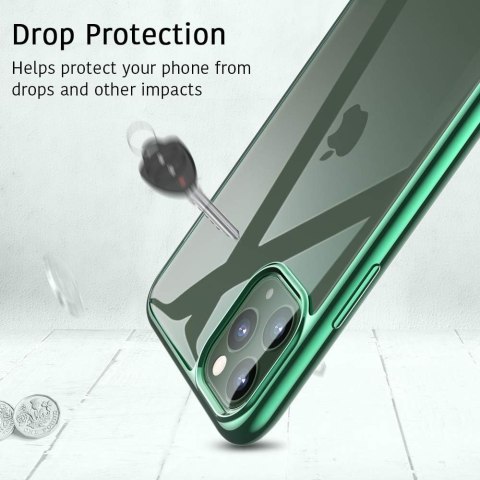 ETUI OCHRONNE APPLE IPHONE 11PRO MAX PRZEZROCZYSTE ZIELONA RAMKA SILIKONOWE