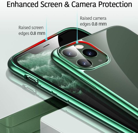 ETUI OCHRONNE APPLE IPHONE 11PRO MAX PRZEZROCZYSTE ZIELONA RAMKA SILIKONOWE