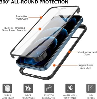 ETUI OCHRONNE APPLE IPHONE 12 PRO/ 12 PRZEZROCZYSTE CZARNA RAMKA BUMPER