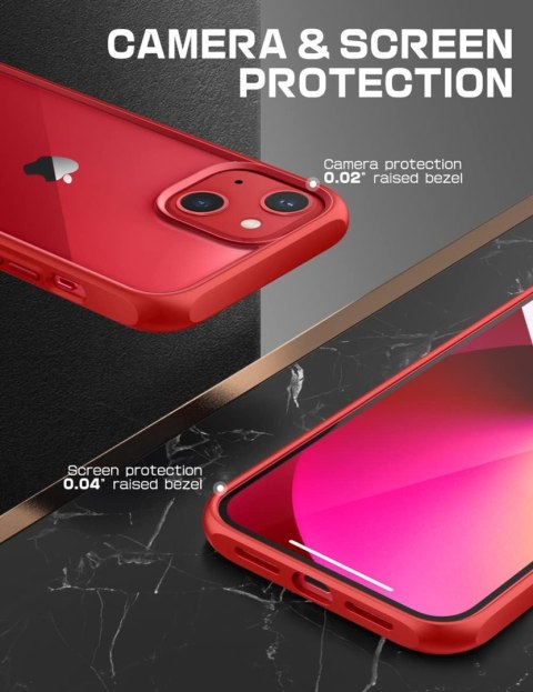 ETUI OCHRONNE APPLE IPHONE 13 PRZEZROCZYSTE CZERWONA RAMKA A2482