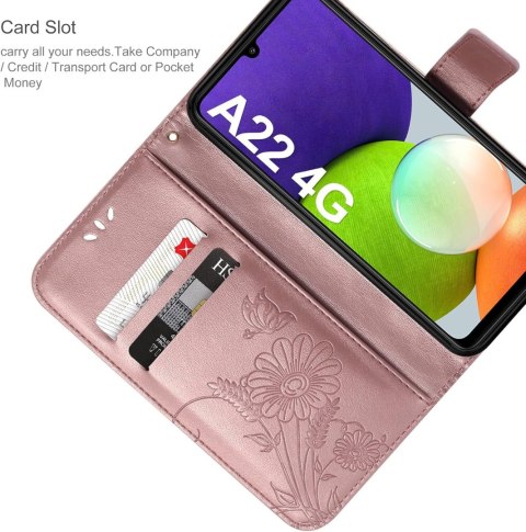 ETUI OCHRONNE SAMSUNG GALAXY A22 4G RÓŻOWE BŁYSZCZĄCE Z KLAPKĄ SM-A225F