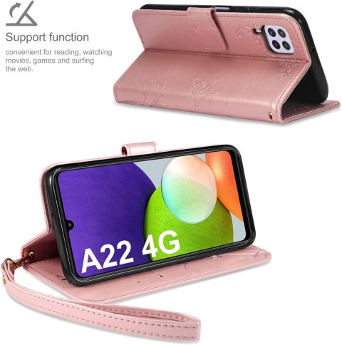 ETUI OCHRONNE SAMSUNG GALAXY A22 4G RÓŻOWE BŁYSZCZĄCE Z KLAPKĄ SM-A225F