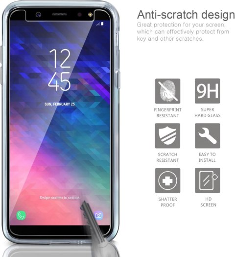 ETUI OCHRONNE SAMSUNG GALAXY A6 PRZEZROCZYSTE BEZBARWNE 1X SZKŁO CASE