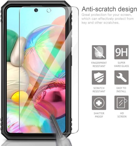 ETUI OCHRONNE SAMSUNG GALAXY A71 GRANATOWE CIEMNE 2X SZKŁO PIERŚCIEŃ CASE