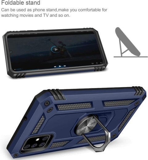 ETUI OCHRONNE SAMSUNG GALAXY A71 GRANATOWE CIEMNE 2X SZKŁO PIERŚCIEŃ CASE