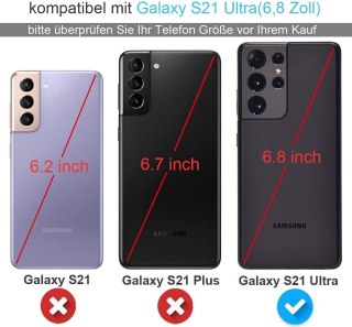 ETUI OCHRONNE SAMSUNG GALAXY S21 ULTRA Z KLAPKĄ GRANATOWE SKÓRZANE SM-G998