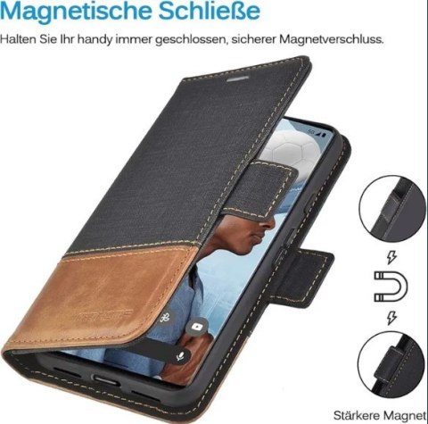 ETUI OCHRONNE SAMSUNG GALAXY S21 ULTRA Z KLAPKĄ GRANATOWE SKÓRZANE SM-G998