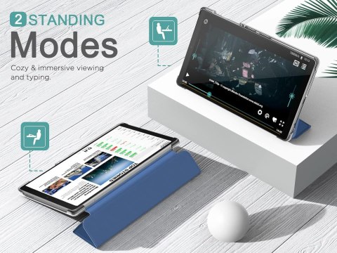 ETUI TABLET SAMSUNG GALAXY TAB A7 LITE ZAMYKANE GRANATOWE Z KLAPKĄ SM-T225