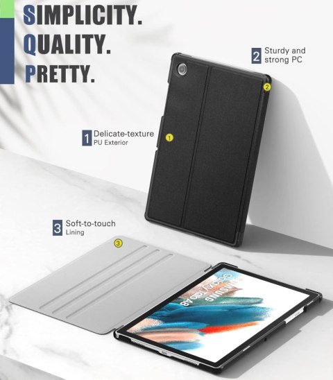 ETUI TABLET SAMSUNG GALAXY TAB A8 10.5" CZARNE Z KLAPKĄ MATOWE ZAMYKANE