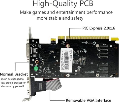 KARTA GRAFICZNA NVIDIA GeForce GT 210 1024MB 1GB DDR3 64BITY HDMI DVI VGA