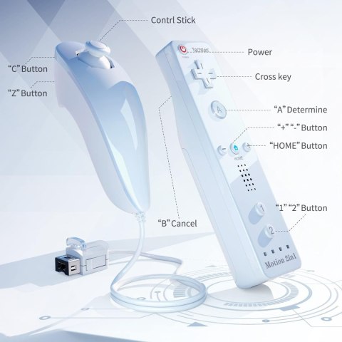 KONTROLER do Wii Motion Plus Nunchuck zamiennik BIAŁY 1kpl TechKen