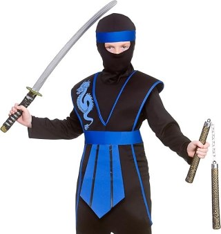 KOSTIUM STRÓJ PRZEBRANIE HALLOWEEN SAMURAJ NINJA WOJOWNIK NIEBIESKI 134-146