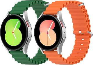 2xPASEK DO ZEGARKA Samsung Galaxy Watch 5/4 SILIKON ZIELONY POMARAŃCZ 20mm