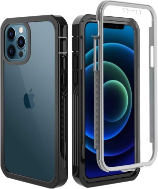 ETUI APPLE IPHONE 12 PRO MAX CZARNE PRZEZROCZYSTE WYTRZYMAŁE BUMPER CASE