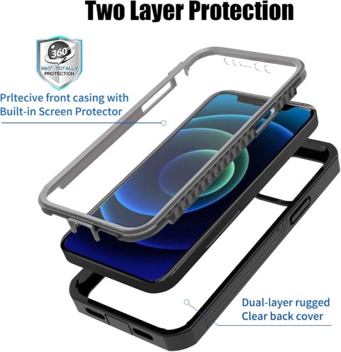 ETUI APPLE IPHONE 12 PRO MAX CZARNE PRZEZROCZYSTE WYTRZYMAŁE BUMPER CASE