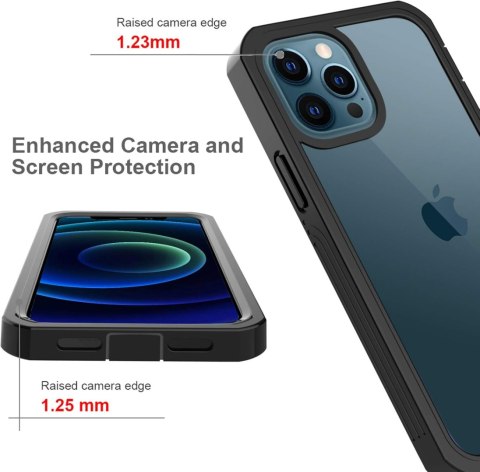 ETUI APPLE IPHONE 12 PRO MAX CZARNE PRZEZROCZYSTE WYTRZYMAŁE BUMPER CASE