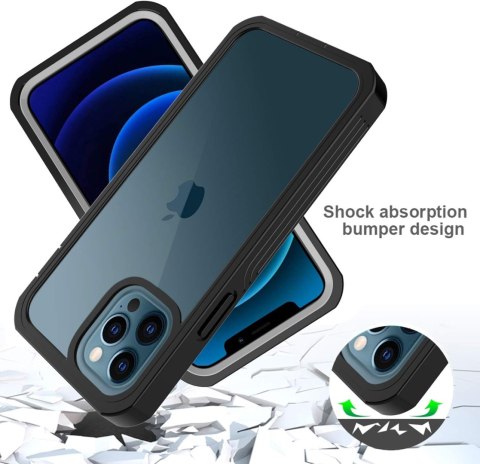 ETUI APPLE IPHONE 12 PRO MAX CZARNE PRZEZROCZYSTE WYTRZYMAŁE BUMPER CASE