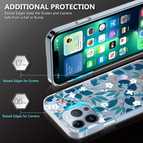 ETUI APPLE IPHONE 13 PRO PRZEZROCZYSTY KWIATY LIŚCIE TUCCH SILIKON +SZKŁO