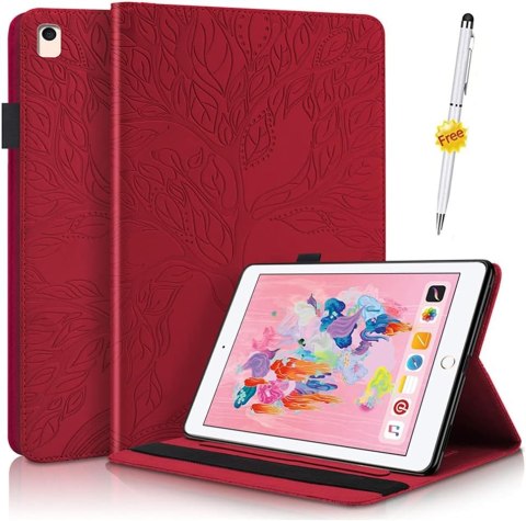 ETUI DO APPLE IPAD 10.2 SKÓRZANE CZERWONE Z KLAPKĄ OCHRONNE EKO +RYSIK