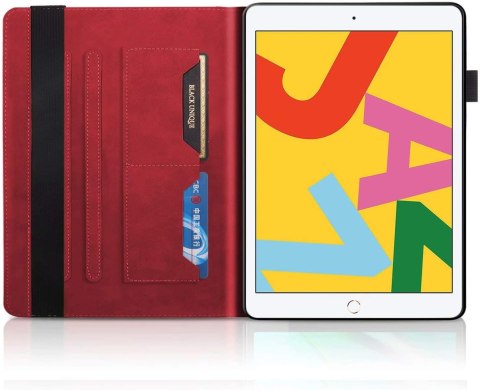 ETUI DO APPLE IPAD 10.2 SKÓRZANE CZERWONE Z KLAPKĄ OCHRONNE EKO +RYSIK