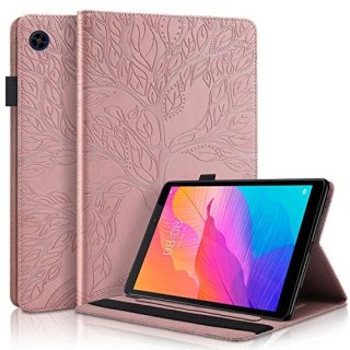 ETUI DO HUAWEI MATEPAD T8 EKO SKÓRA ROSE GOLD Z KLAPKĄ OCHRONNE +RYSIK