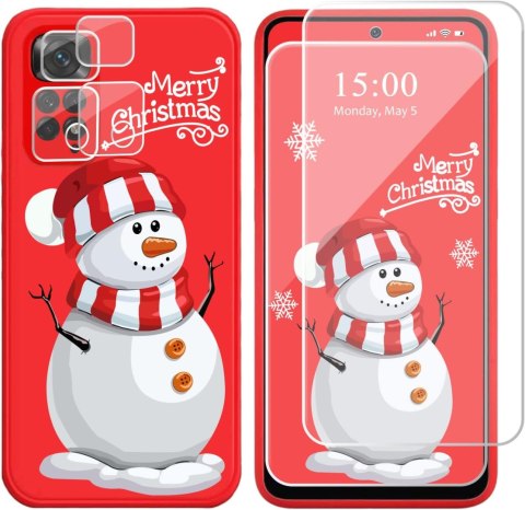 ETUI DO XIAOMI MI 11 LITE 4G/5G CZERWONY CASE MERRY CHRISTMAS BAŁWANEK