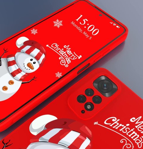 ETUI DO XIAOMI MI 11 LITE 4G/5G CZERWONY CASE MERRY CHRISTMAS BAŁWANEK