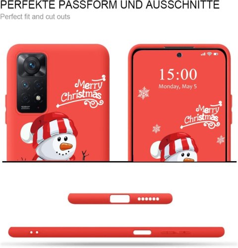 ETUI DO XIAOMI MI 11 LITE 4G/5G CZERWONY CASE MERRY CHRISTMAS BAŁWANEK