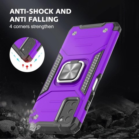 ETUI DO SAMSUNG GALAXY A03S/A02S SILIKONOWE Z UCHWYTEM FIOLETOWE +2xSZKŁO