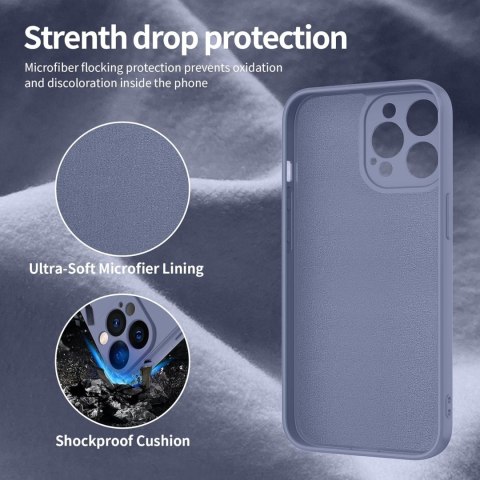 ETUI SILIKONOWE APPLE IPHONE 13 PRO MAX SZARO NIEBIESKI + 2x SZKŁO