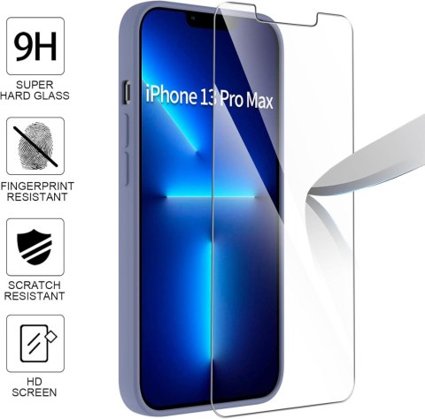 ETUI SILIKONOWE APPLE IPHONE 13 PRO MAX SZARO NIEBIESKI + 2x SZKŁO