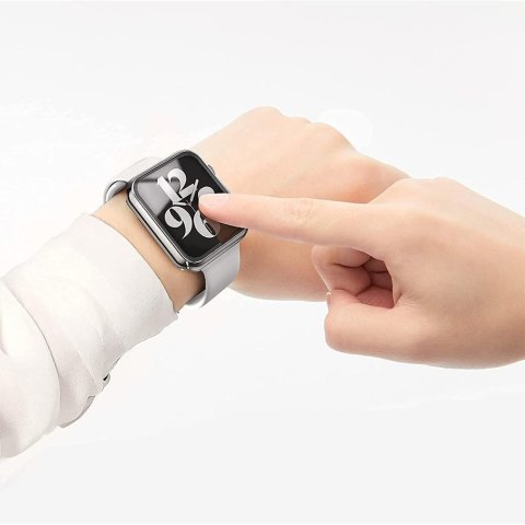 ETUI SZKŁO HARTOWANE DO APPLE WATCH SERIES 6/5/4/SE 44 MM RAMKA SREBRNA