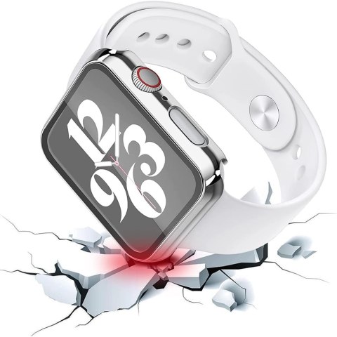 ETUI SZKŁO HARTOWANE DO APPLE WATCH SERIES 6/5/4/SE 44 MM RAMKA SREBRNA