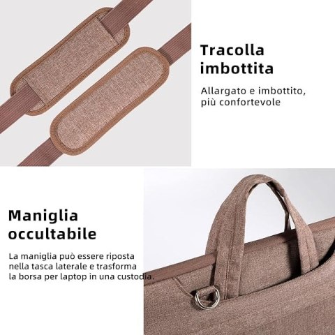 ETUI TORBA NA LAPTOP TABLET NOTEBOOK BRĄZOWA NA RAMIĘ DO 15,6" POJEMNA