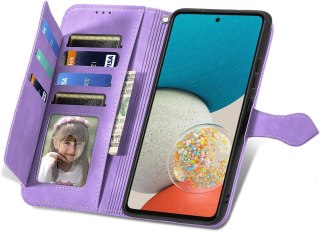 ETUI Z KLAPKĄ DO OPPO A17 PORTFEL ZE SMYCZĄ NA ZAMEK EKO SKÓRA FIOLETOWY