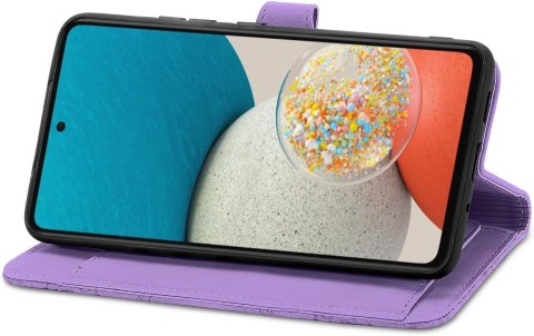 ETUI Z KLAPKĄ DO OPPO A17 PORTFEL ZE SMYCZĄ NA ZAMEK EKO SKÓRA FIOLETOWY