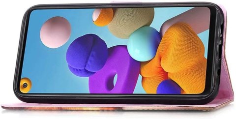 ETUI Z KLAPKĄ SAMSUNG GALAXY A21S PIES Z KOTEM CIEPŁE KOLORY