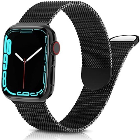 PASEK DO ZEGARKA APPLE WATCH 44/42 mm SE/9/8/7/6/5/4/3/2/1 CZARNY STAL