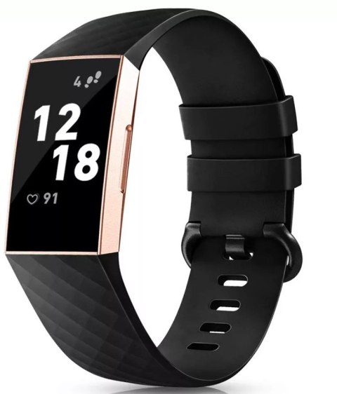 PASEK DO ZEGARKA FITBIT Charge 3 CZARNY SILIKONOWY