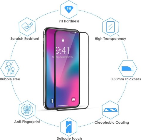 1x SZKŁO HARTOWANE DO APPLE IPHONE X/XS SOLIDNA OCHRONA +RAMKA DO MONTAŻU