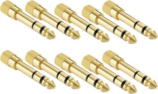 10x ADAPTER STEREO JACK 6,3mm do 3,5mm ZŁOTA PRZEJŚCIÓWKA