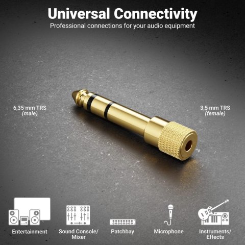 10x ADAPTER STEREO JACK 6,3mm do 3,5mm ZŁOTA PRZEJŚCIÓWKA