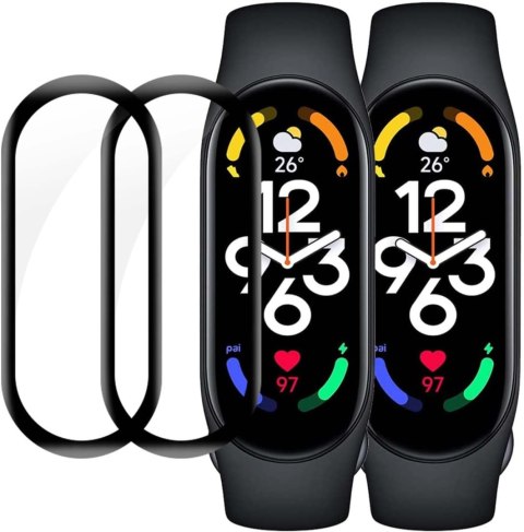 ETUI FOLIA NA SMARTWATCH OPASKE XIAOMI MI BAND 7 CZARNA RAMKA 2 SZTUKI